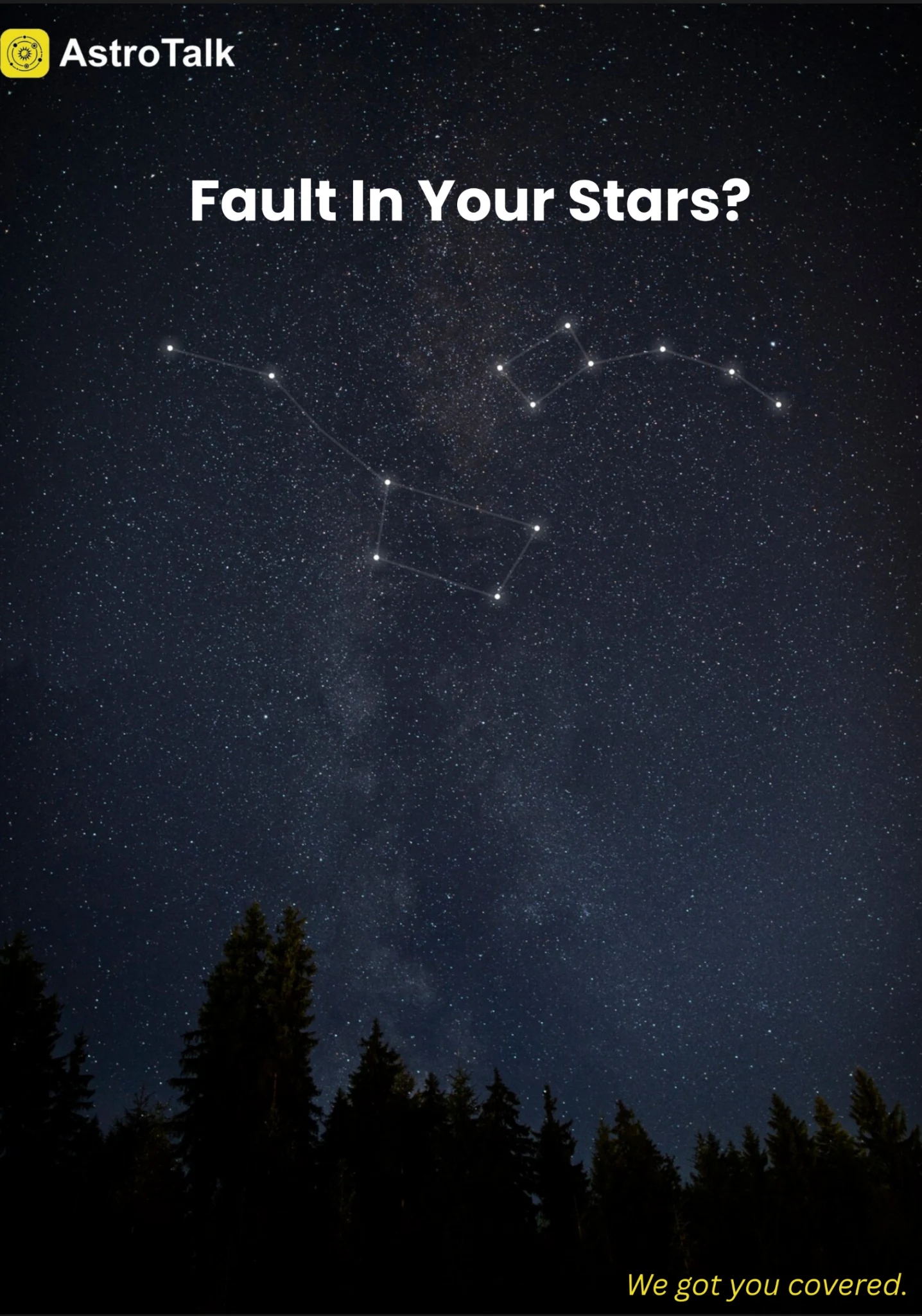 Independent Astrotalk spec ad with a night sky and the headline Fault In Your Stars?
