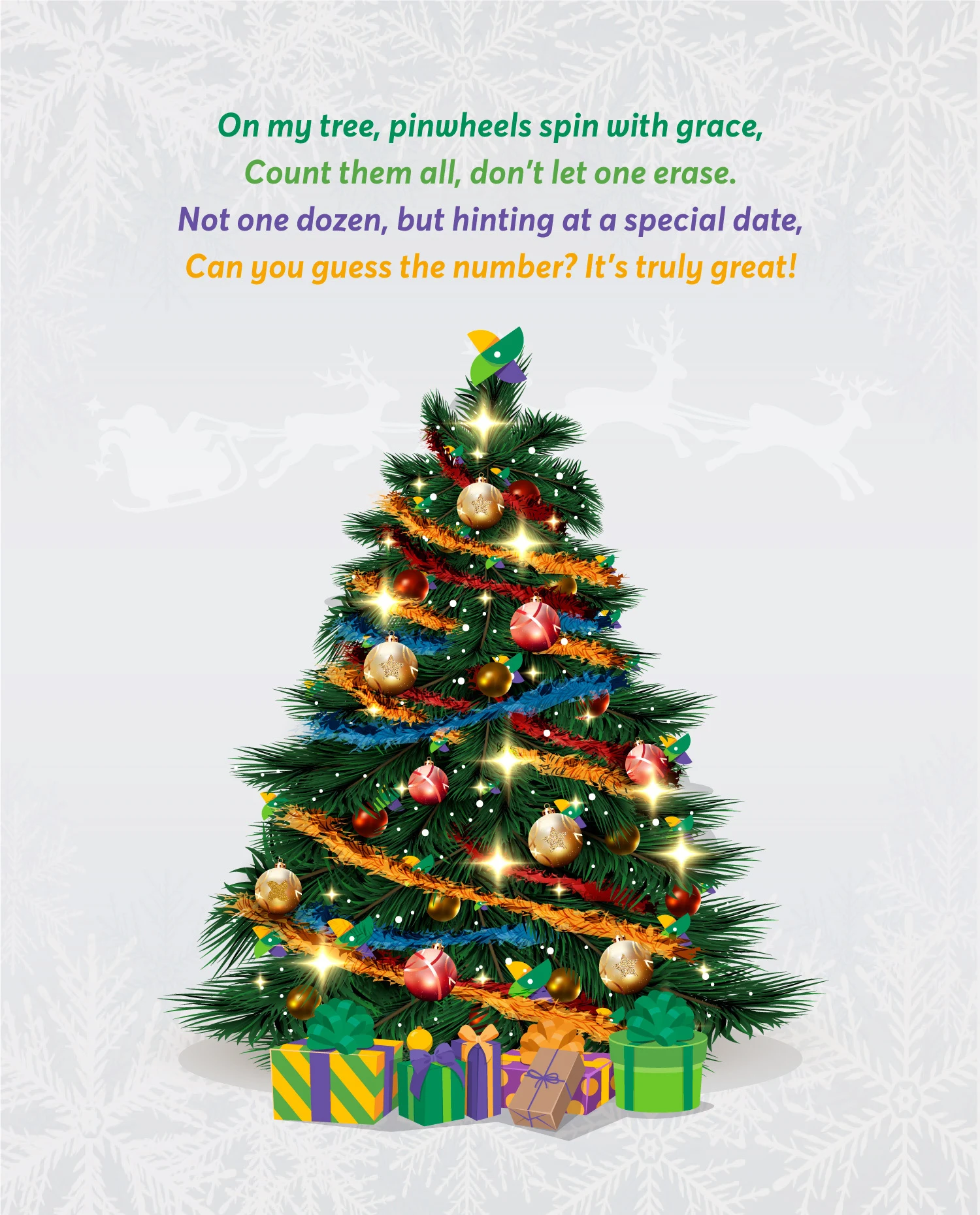 Treebo Christmas topical featuring a Christmas tree and festive rhyming copy